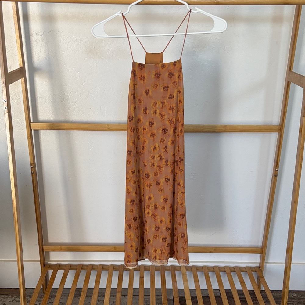 NBD Backless Floral Dress - Brown